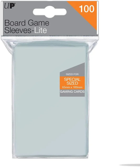 カード用スリーブ Special Sized Lite Board Game Sleeves Ultra PRO 65mm x 100mm 薄型軽量設計 シャッフルしやすい 高耐久素材 クリアアーカイブグレード 100枚入り ボードゲームカード保護 ゲームカード用品 薄く収納可能