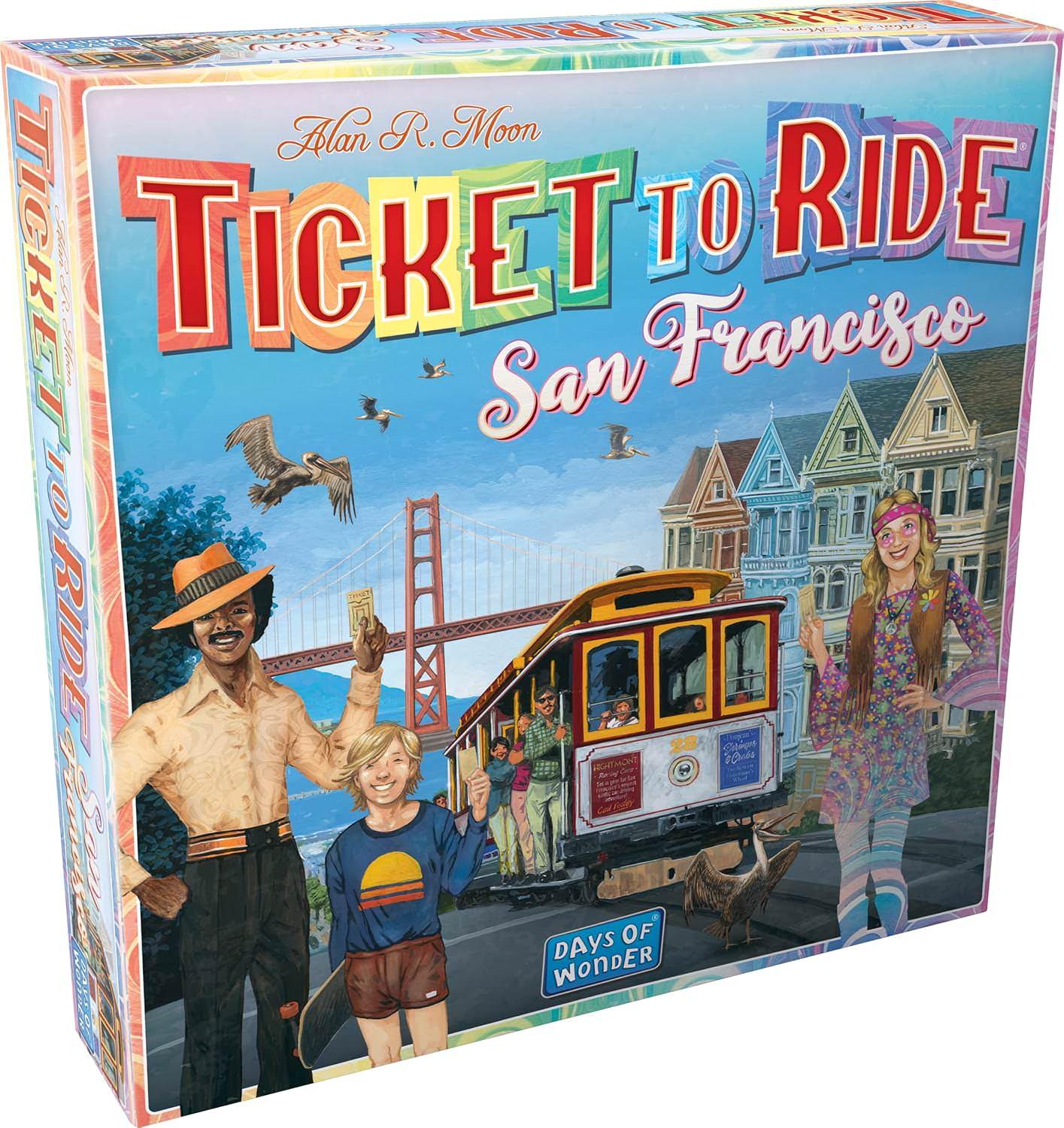 ボードゲーム Ticket to Ride San Francisco チケット トゥ ライド サンフランシスコ Alan R Moon 短時間 十五分 美しい カラフル デザイン ケーブルカー 観光名所 巡る 西海岸 交通網 ルートカード 集める お土産 トークン