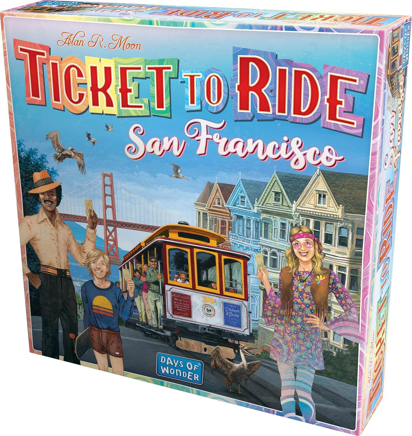 ボードゲーム Ticket to Ride San Francisco チケット トゥ ライド サンフランシスコ Alan R Moon 短時間 十五分 美しい カラフル デザイン ケーブルカー 観光名所 巡る 西海岸 交通網 ルートカード 集める お土産 トークン