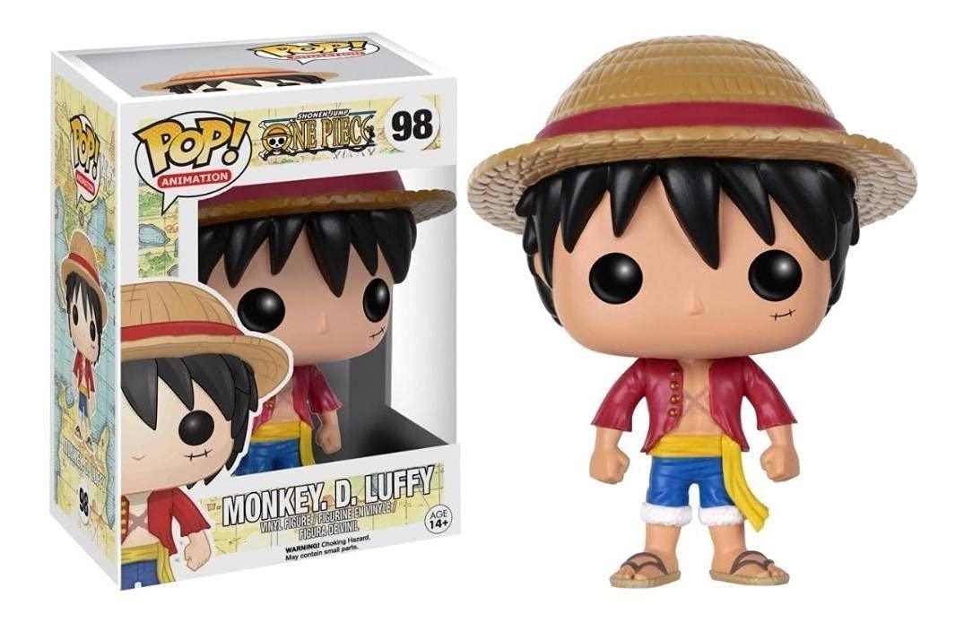 フィギュア Funko POP アニメーション ワンピース モンキー D ルフィ 98 キャラクター ビニール製 独特 デフォルメ スタイル 大頭身 特徴的 赤シャツ 青ショートパンツ サンダル 麦わら帽子 X字傷跡 冒険 海賊王 ブランド Funko