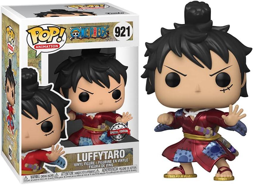 フィギュア Funko Pop! Animation 921 Luffytaro ONE PIECE Metallic Special Edition ワノ国編 赤い着物 青模様 木製下駄 麦わら帽子 まげ結い 左目傷跡 特徴的戦闘ポーズ 高級感あるメタリック加工 コレクター向け限定版 人気漫画