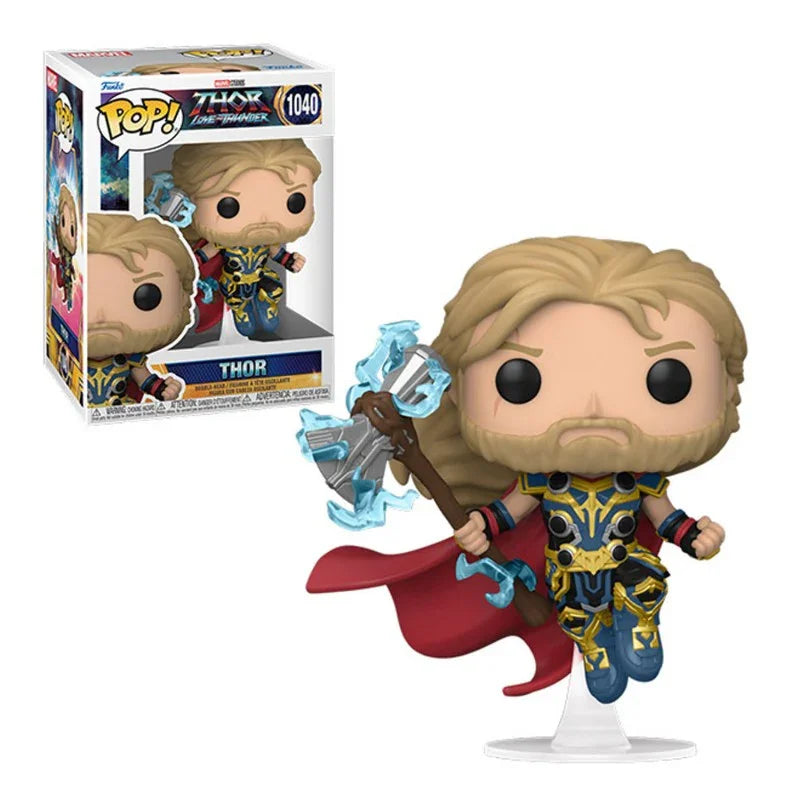 フィギュア Pop Marvel マイティ・ソー ラブ アンド サンダー ソー No 1040 Funko 高さ約9cm ビニール製 ボブルヘッド 首振り 青と金色の鮮やかなカラーリング ストームブレイカーと青い電気のエフェクト クリア台座付き