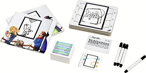 パーティーゲーム Picassimo Haba 描画と推理を組み合わせた新感覚アートゲーム 芸術的センス不要 3ー6人用 約30分 プレイ時間 8歳以上対象 900単語含む150枚カード 消去可能描画ボード 変換カード搭載 家族団らん