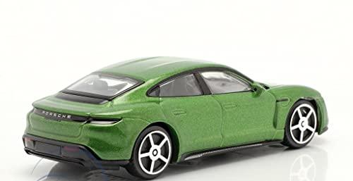 ミニカー ポルシェ タイカン ターボS 2019年モデル 1/43スケール ダイキャスト ミニカーボディカラー グリーン 精巧なディテール コレクション価値 流麗なボディライン ポルシェ エンブレム 緻密なインテリア ステアリング ダッシュボード シート