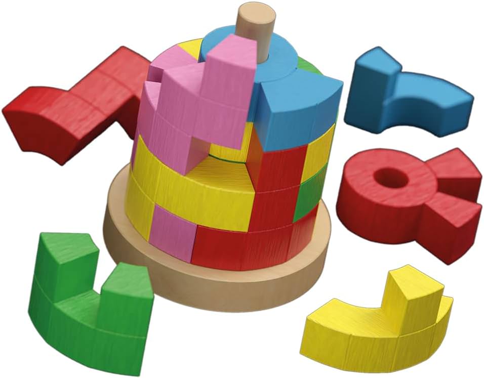 3Dパズルゲーム Katamino Tower カタミノ・タワー Gigamic社 15個木製ピース 円筒形タワー構築 6歳以上 1-2人 約15分 協力モード ソリタリーモード 2層-5層 45000通り以上 空間認識能力 論理的思考力 革新的体験 天然木