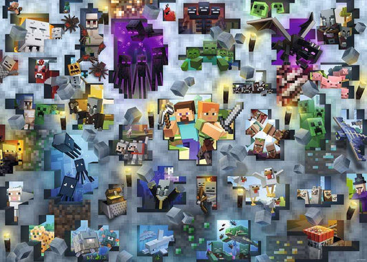 ジグソーパズル Ravensburger Mojang Minecraft Mobs 1000 Piece マインクラフト モブ キャラクター スティーブ アレックス クリーパー エンダードラゴン 村人 スケルトン ドイツ ラベンスバーガー 老舗 メーカー 冒険 創造力 集中力