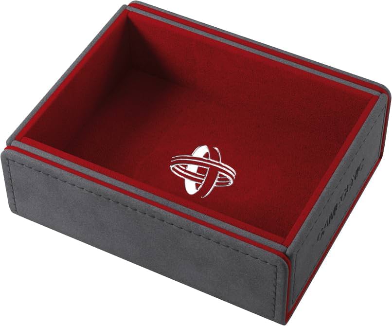 ボードゲーム トレーディングカード 収納ボックス Token Keep Premium Token Box Gray Red Gamegenic マグネット式ロック プレミアムストレージ 取り外し可能トレイ Nexofyber素材 シルバー箔押しロゴ 耐久性 マイクロファイバー内装
