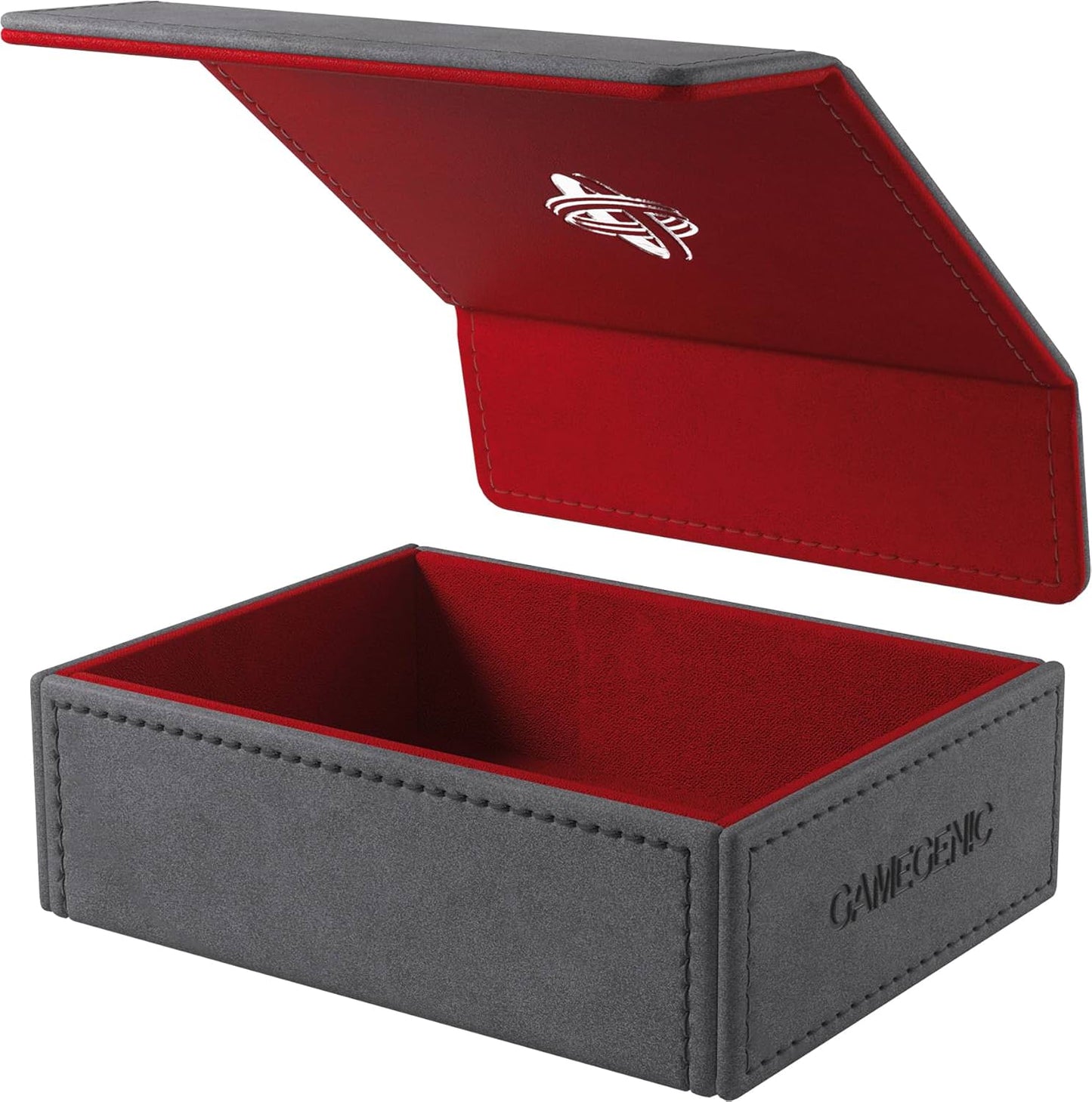 ボードゲーム トレーディングカード 収納ボックス Token Keep Premium Token Box Gray Red Gamegenic マグネット式ロック プレミアムストレージ 取り外し可能トレイ Nexofyber素材 シルバー箔押しロゴ 耐久性 マイクロファイバー内装
