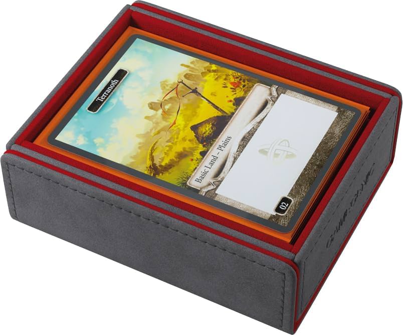 ボードゲーム トレーディングカード 収納ボックス Token Keep Premium Token Box Gray Red Gamegenic マグネット式ロック プレミアムストレージ 取り外し可能トレイ Nexofyber素材 シルバー箔押しロゴ 耐久性 マイクロファイバー内装