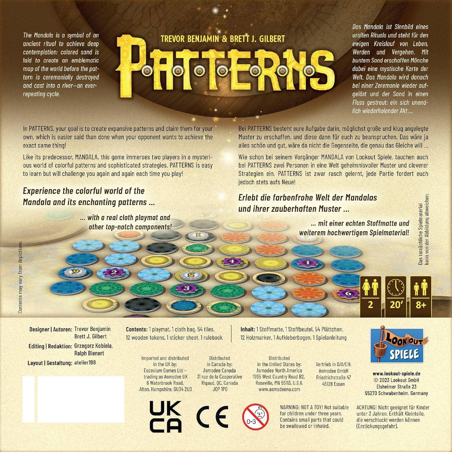 ボードゲーム PATTERNS A Mandala Game PATTERNS ブランド 美しい瞑想的な2人用戦略ボードゲーム マンダラの神秘的な世界で繰り広げられる静かな熱戦 プレイ時間約15分 セットアップ時間5分以内