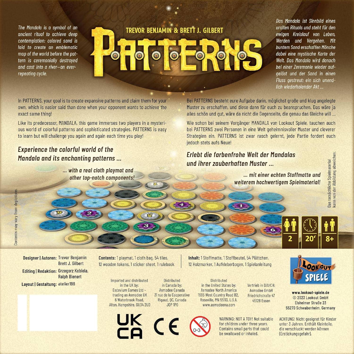 ボードゲーム PATTERNS A Mandala Game PATTERNS ブランド 美しい瞑想的な2人用戦略ボードゲーム マンダラの神秘的な世界で繰り広げられる静かな熱戦 プレイ時間約15分 セットアップ時間5分以内