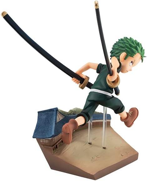 フィギュア ONE PIECE ロロノア・ゾロ 少年時代フィギュア 追憶の疾走 メガハウス G.E.M.シリーズ PVC ABS 素材使用 軽量 安定感 ボールジョイント仕様 首可動 多角度表情再現 シモツキ村モチーフ 情景再現 三刀流剣士の原点 矜持