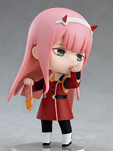 フィギュア DARLING in the FRANXX ゼロツー ねんどろいど グッドスマイルカンパニー PVC ABS 高さ約10cm 表情パーツ三種 ベーコンパーツ 制服ジャケット帽子付き 多彩なポージング可能 デフォルメスタイル 特徴的なピンク髪 赤い角