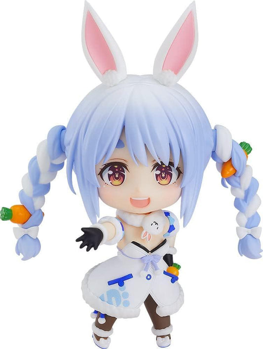 ホロライブプロダクション フィギュア ねんどろいど 兎田ぺこら グッドスマイルカンパニー製 PVC ABS塗装済み 可動式 高さ約100mm 青いウサギ耳 三つ編み髪型 アイドル風衣装 3種表情パーツ 通常 ウィンク 不安 ミニチュアうさぎ