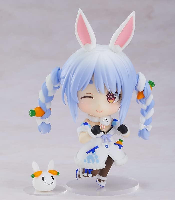 ホロライブプロダクション フィギュア ねんどろいど 兎田ぺこら グッドスマイルカンパニー製 PVC ABS塗装済み 可動式 高さ約100mm 青いウサギ耳 三つ編み髪型 アイドル風衣装 3種表情パーツ 通常 ウィンク 不安 ミニチュアうさぎ