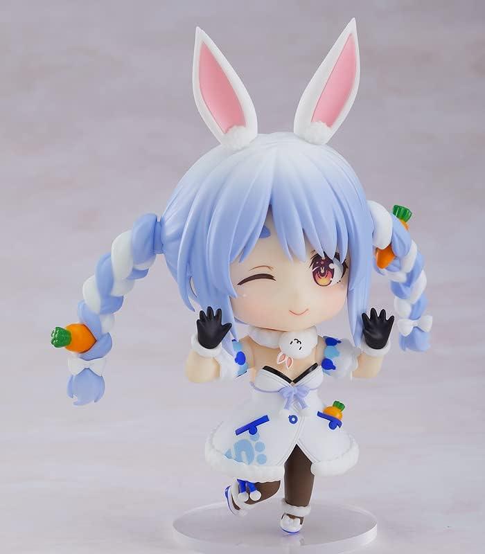 ホロライブプロダクション フィギュア ねんどろいど 兎田ぺこら グッドスマイルカンパニー製 PVC ABS塗装済み 可動式 高さ約100mm 青いウサギ耳 三つ編み髪型 アイドル風衣装 3種表情パーツ 通常 ウィンク 不安 ミニチュアうさぎ