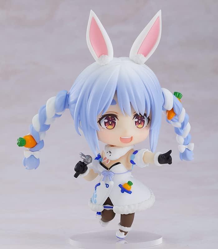 ホロライブプロダクション フィギュア ねんどろいど 兎田ぺこら グッドスマイルカンパニー製 PVC ABS塗装済み 可動式 高さ約100mm 青いウサギ耳 三つ編み髪型 アイドル風衣装 3種表情パーツ 通常 ウィンク 不安 ミニチュアうさぎ