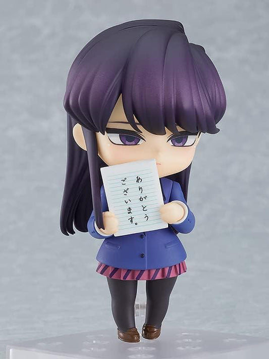 フィギュア 古見さんは コミュ症です 古見硝子 ねんどろいど グッドスマイルカンパニー製 約100mm PVC ABS製 塗装済み可動フィギュア 黒髪美少女 伊旦高校 通学 猫耳パーツ 三種表情パーツ 学校カバン ノート付属 劇中重要シーン再現