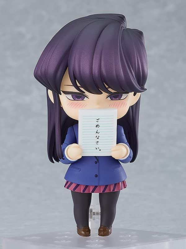 フィギュア 古見さんは コミュ症です 古見硝子 ねんどろいど グッドスマイルカンパニー製 約100mm PVC ABS製 塗装済み可動フィギュア 黒髪美少女 伊旦高校 通学 猫耳パーツ 三種表情パーツ 学校カバン ノート付属 劇中重要シーン再現
