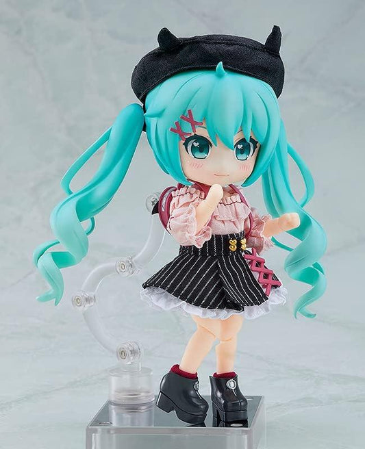 フィギュア 初音ミク ねんどろいどどーる デートスタイルVer Mozuデザイン グッドスマイルカンパニー コットン ポリエステル ベレー帽 ハート型バックパック チョーカー トップス スカート 下着 ショートブーツ マグネット技術 搭載