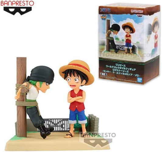 フィギュア ONE PIECE Log Stories モンキー・D・ルフィ ロロノア・ゾロ Banpresto World Collectable Figure PVC ABS 精密な造形 初対面のシーン 仲間との絆 海賊冒険 剣士 三刀流 麦わらの一味 東の海編 ゴムゴムの実 悪魔の実の能力者