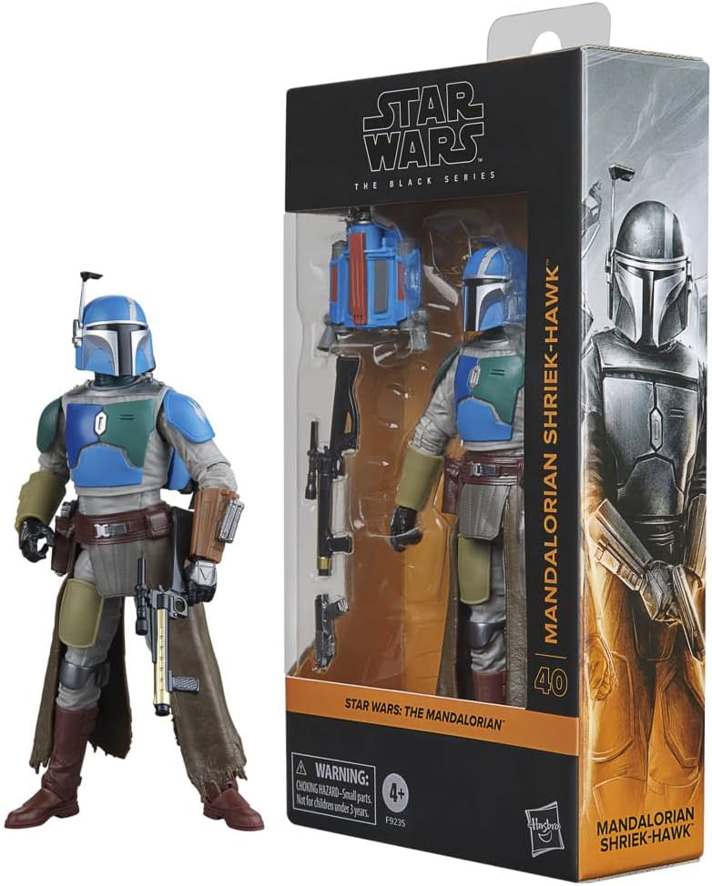 フィギュア Mandalorian Shriek-Hawk Hasbro Star Wars Black Series Disney+ 第3シーズン 6インチ 15cm 戦士 20箇所可動 ジェットパック ブラスター ヘルメット レンジファインダー アーマー ベスカー 取り外し可能 マンダロア 鳥類
