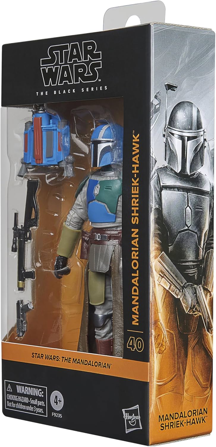 フィギュア Mandalorian Shriek-Hawk Hasbro Star Wars Black Series Disney+ 第3シーズン 6インチ 15cm 戦士 20箇所可動 ジェットパック ブラスター ヘルメット レンジファインダー アーマー ベスカー 取り外し可能 マンダロア 鳥類