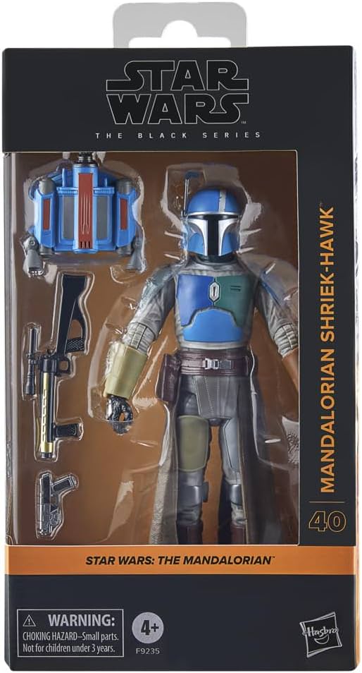 フィギュア Mandalorian Shriek-Hawk Hasbro Star Wars Black Series Disney+ 第3シーズン 6インチ 15cm 戦士 20箇所可動 ジェットパック ブラスター ヘルメット レンジファインダー アーマー ベスカー 取り外し可能 マンダロア 鳥類