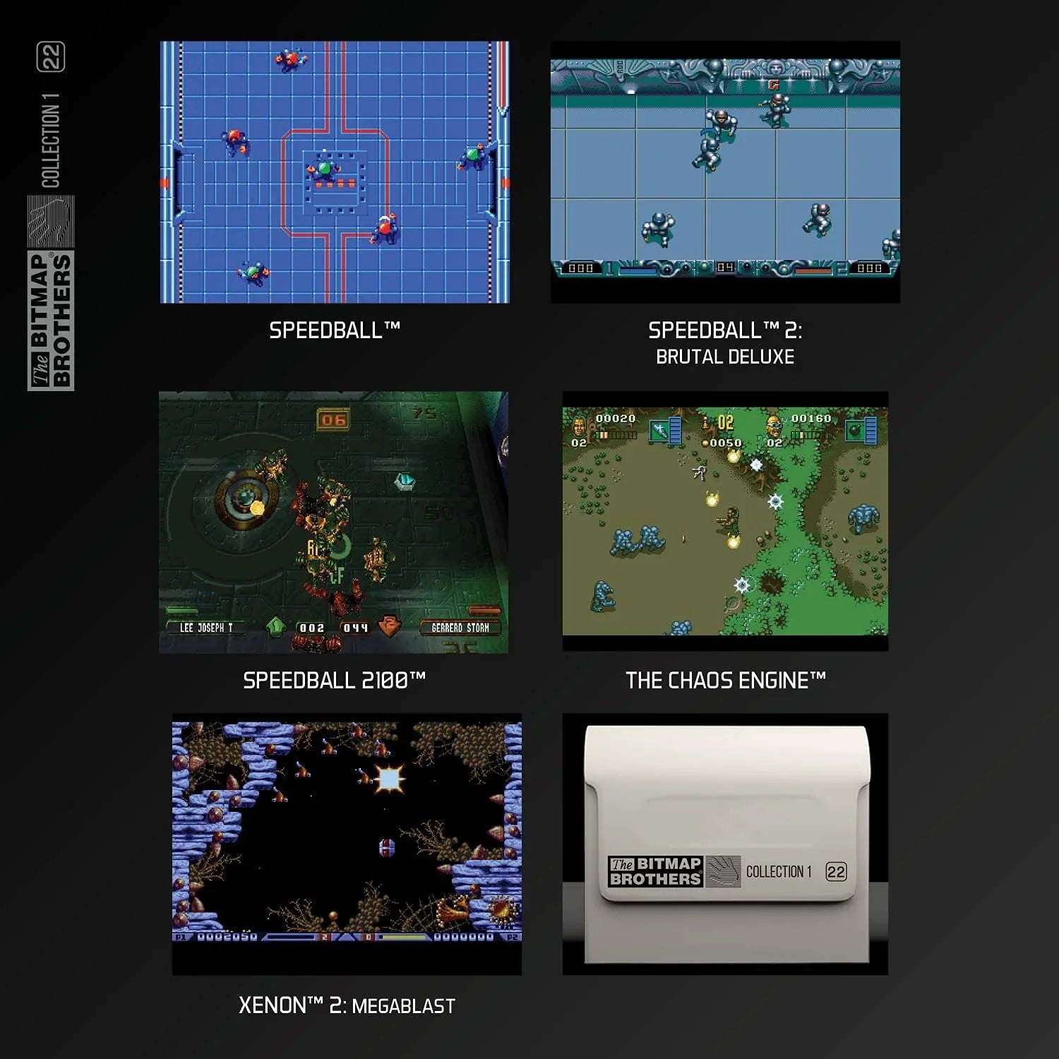 レトロゲーム Evercade ビットマップブラザーズ コレクション 5タイトル収録 The Chaos Engine Xenon 2 Megablast Speedball シリーズ 3作品 マルチプレイ対応 1-2人プレイ 協力 対戦 アクション シューティング スポーツ