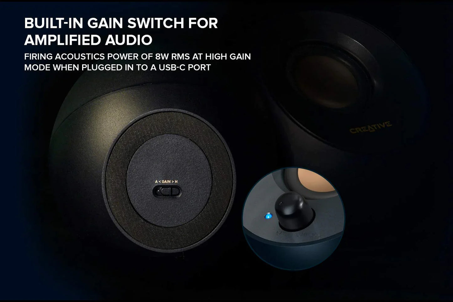 アウトレット品 スピーカー Creative Pebble V2 Creative コンパクトパワフル2.0チャンネルUSB-Cデスクトップ 約11cm球形状50mmフルレンジドライバーパッシブラジエーター高出力16W高耐久ABSプラスチック設計モダンデザインブラック安定感340g