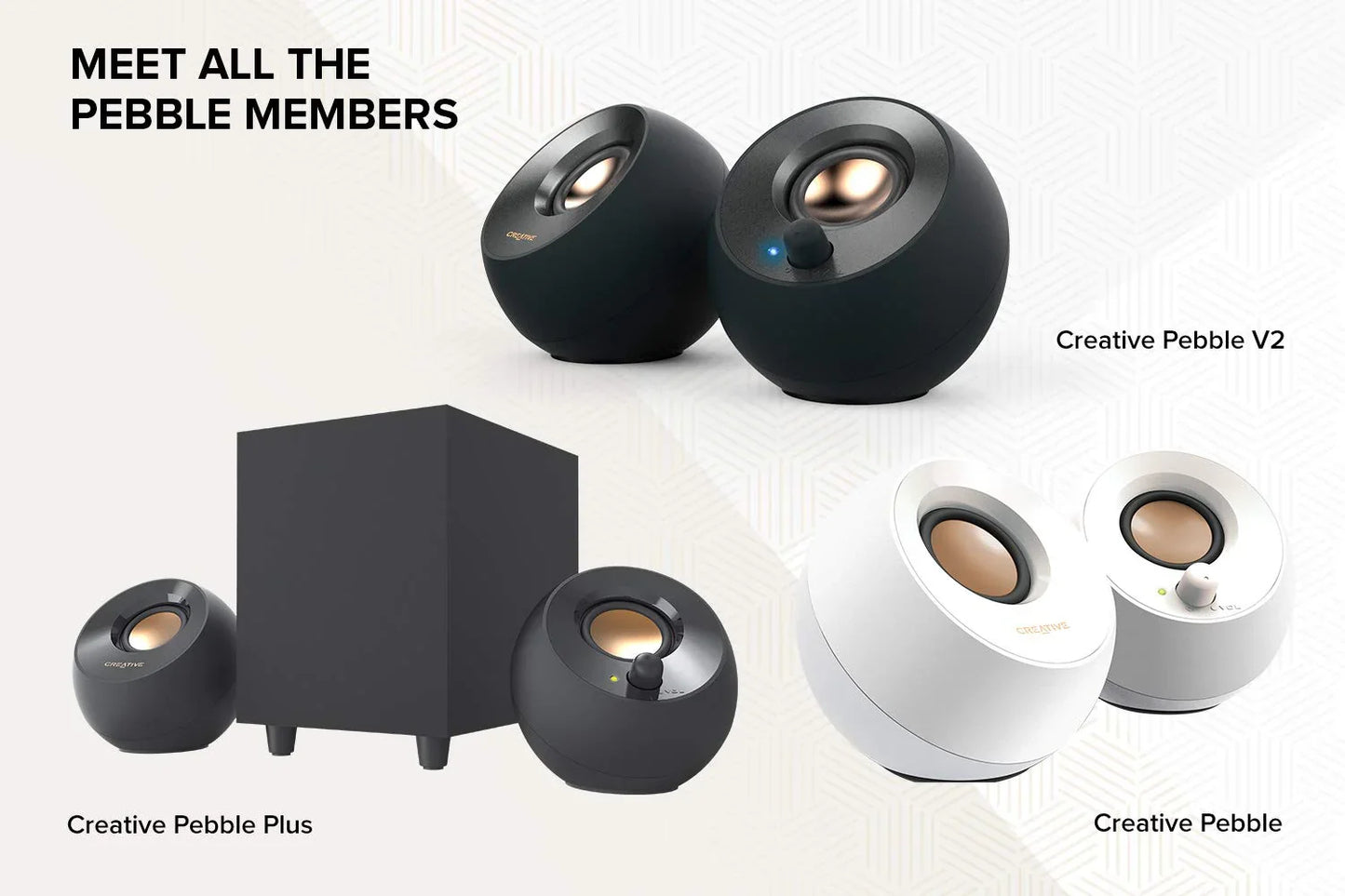 スピーカー Creative Pebble V2 Creative コンパクトパワフル2.0チャンネルUSB-Cデスクトップ 約11cm球形状50mmフルレンジドライバーパッシブラジエーター高出力16W高耐久ABSプラスチック設計モダンデザインブラック安定感340g
