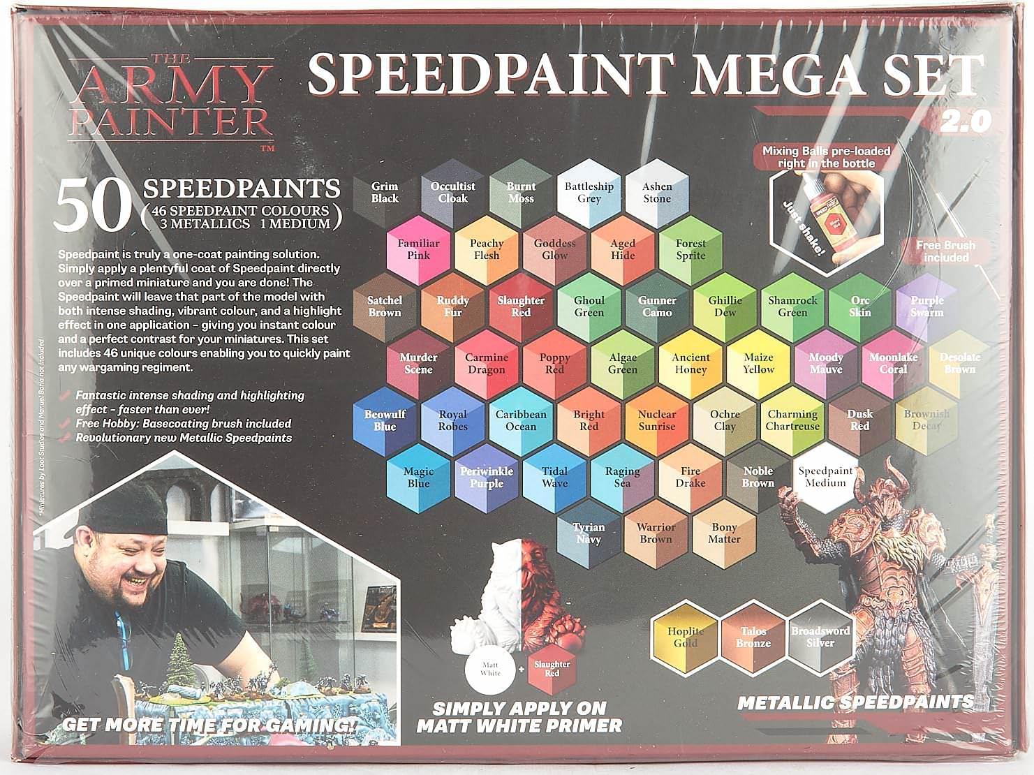 ミニチュアペイント The Army Painter Speedpaint Mega Set 2.0 革新的一度塗り技術搭載 46色メタリック3色含む50本セット 高品質塗料均一混合ステンレス混合ボール採用 ミニチュアホビー向け次世代塗装革命的ソリューション