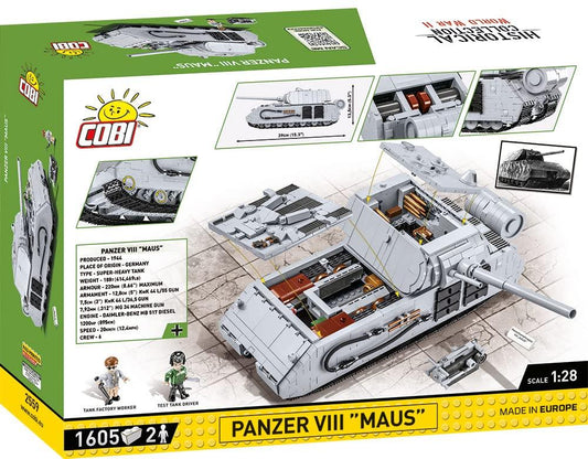 アウトレット品 戦車模型 VIII号戦車 マウス 1/28スケール ドイツ軍モデル Cobi Historical Collection 超重戦車 188tの重量を再現 大型砲塔 128mm主砲 75mm副砲 高品質ヨーロッパ製ブロック 組み立て楽しさ完成満足感 台座付ディスプレイ用