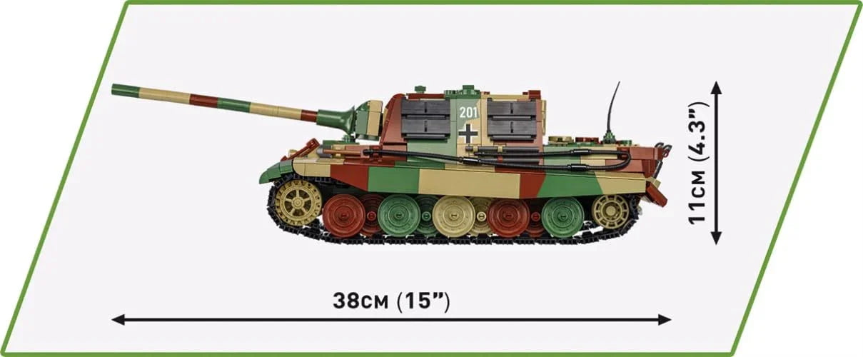 アウトレット品 プラモデル Cobi 2580 Sd Kfz 186 ヤークトティーガー ドイツ駆逐戦車モデルキット 第二次世界大戦 高精度1280ブロック 1対28スケール 可動砲身 開閉ハッチ取り外しミニエンジンモデル 戦車長フィギュア付属