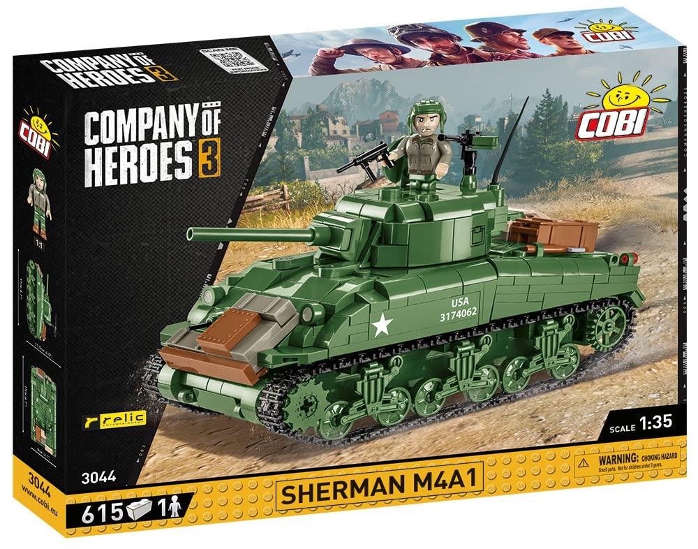 組み立て式ブロック模型 M4シャーマン中戦車 COBI 3044 アメリカ軍 第二次世界大戦 615ピース 精密ディテール エンジン再現 360度回転砲塔 ハッチ開閉可能 戦車兵フィギュア付属 高耐久 プラスチック製 レゴ互換 コレクション向け