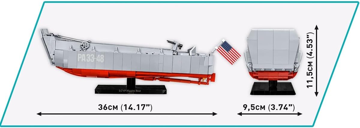 レゴブロック COBI LCVP ヒギンズボート COBI ブロック ブロックモデル 歴史的 上陸用舟艇 35スケール 全長36cm 可動前部ランプ 昇降機構 機関銃可動式 舵 エンジンハッチ 高品質印刷 スタンド付属 ミリタリー