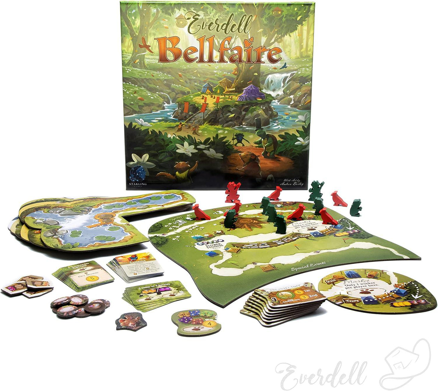 ボードゲーム Everdell Bellfaire Everdell モジュール式拡張セット 森の世界拡張 プレイヤーパワー追加 5ー6人対応 回転マーケット戦略 ガーランド賞 新キャラクターイベント フラワーフェスティバル 美しいアートワーク