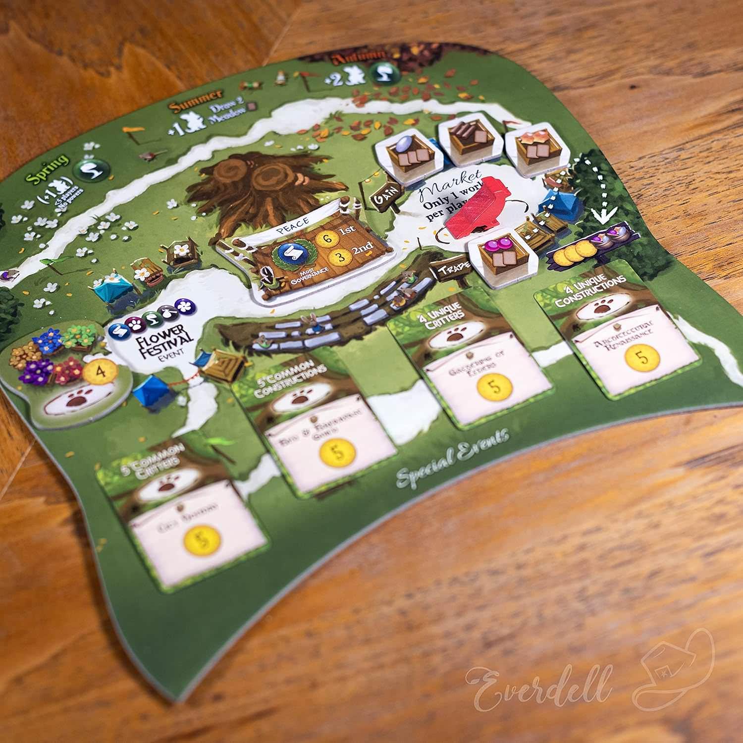 ボードゲーム Everdell Bellfaire Everdell モジュール式拡張セット 森の世界拡張 プレイヤーパワー追加 5ー6人対応 回転マーケット戦略 ガーランド賞 新キャラクターイベント フラワーフェスティバル 美しいアートワーク