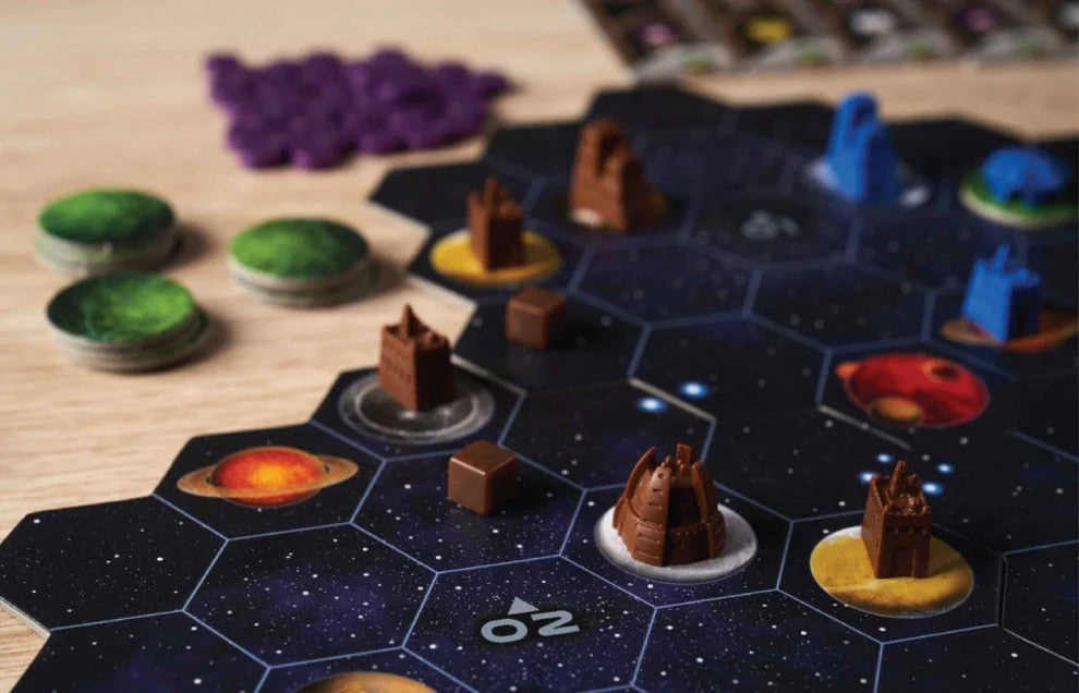 ボードゲーム GAIA PROJECT ガイアプロジェクト Feuerland Spiele 戦略ボードゲーム 銀河征服 宇宙開拓 14種族 テクノロジー研究 可変ゲームボード エリアコントロール ワーカープレイスメント 手札管理 ドイツ語版 長時間プレイ ドイツ語版 日本語説明書なし