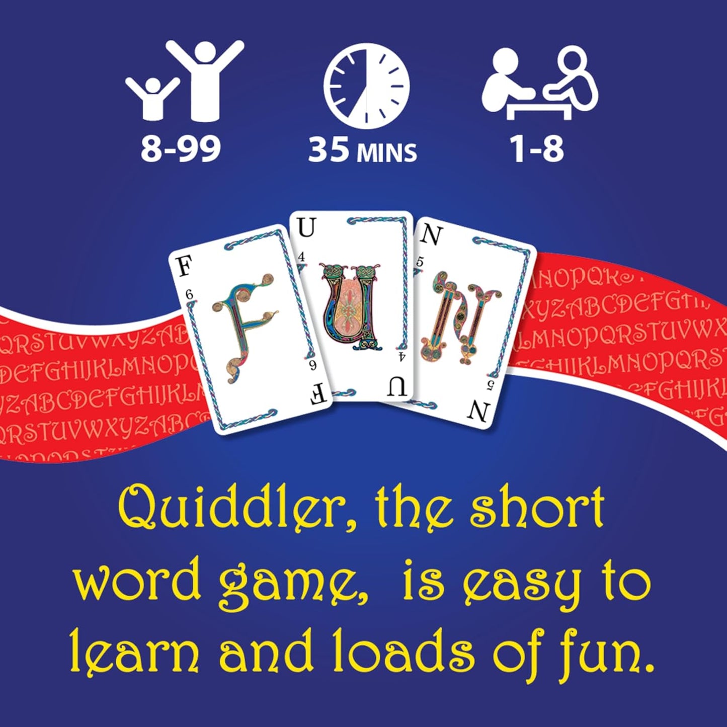 英語ワードゲーム Quiddler Short Word Game 8歳から8人対応 118枚カード ダブルレターカード 8ラウンド 30分プレイ 5分学習 言葉の楽しさ再発見 語彙力向上 教育的価値