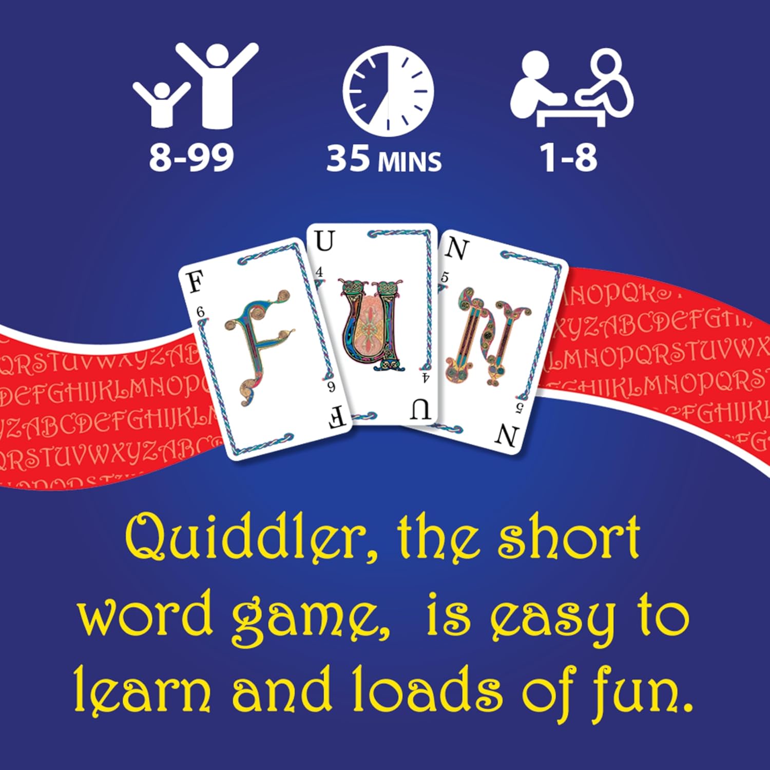 英語ワードゲーム Quiddler Short Word Game 8歳から8人対応 118枚カード ダブルレターカード 8ラウンド 30分プレイ 5分学習 言葉の楽しさ再発見 語彙力向上 教育的価値