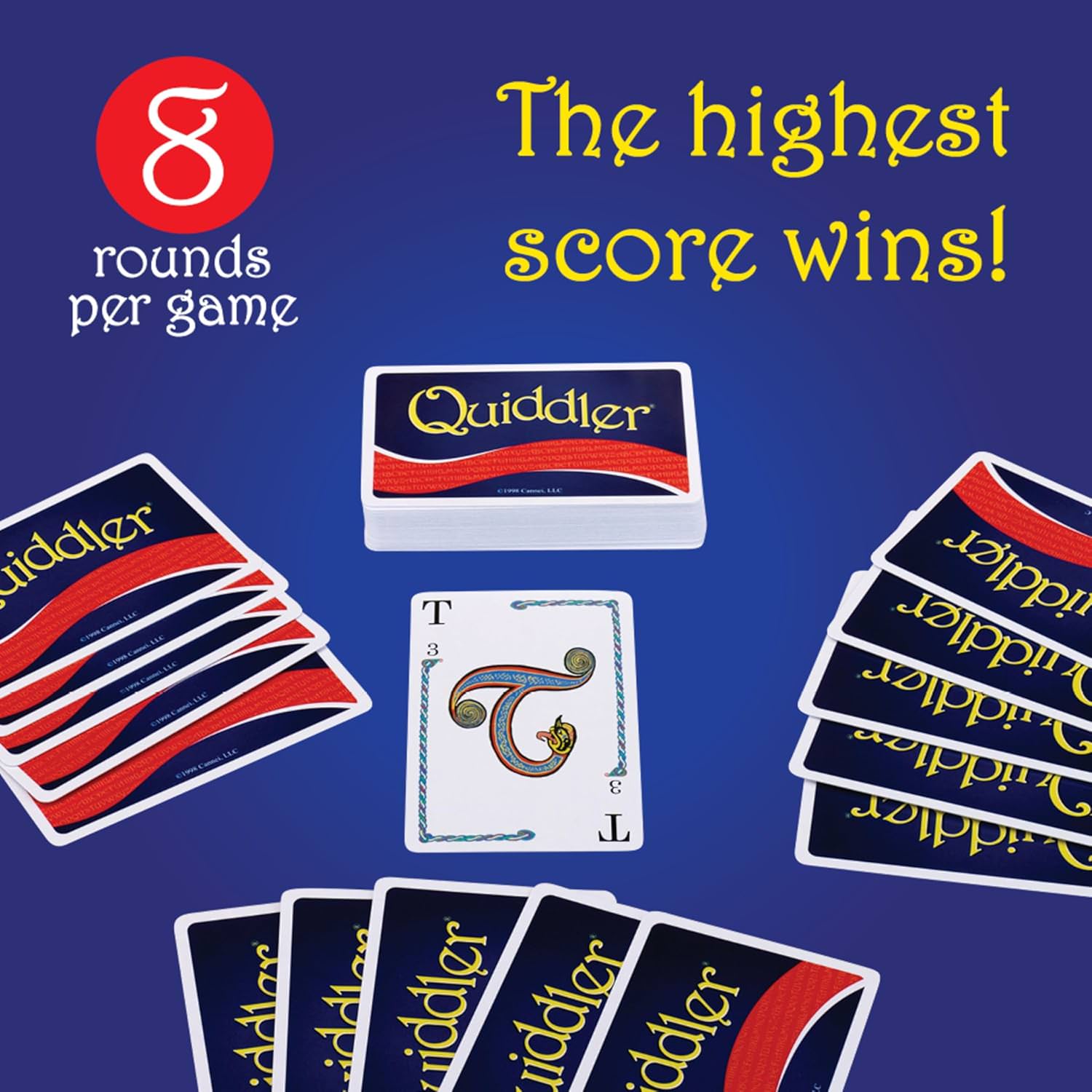 英語ワードゲーム Quiddler Short Word Game 8歳から8人対応 118枚カード ダブルレターカード 8ラウンド 30分プレイ 5分学習 言葉の楽しさ再発見 語彙力向上 教育的価値