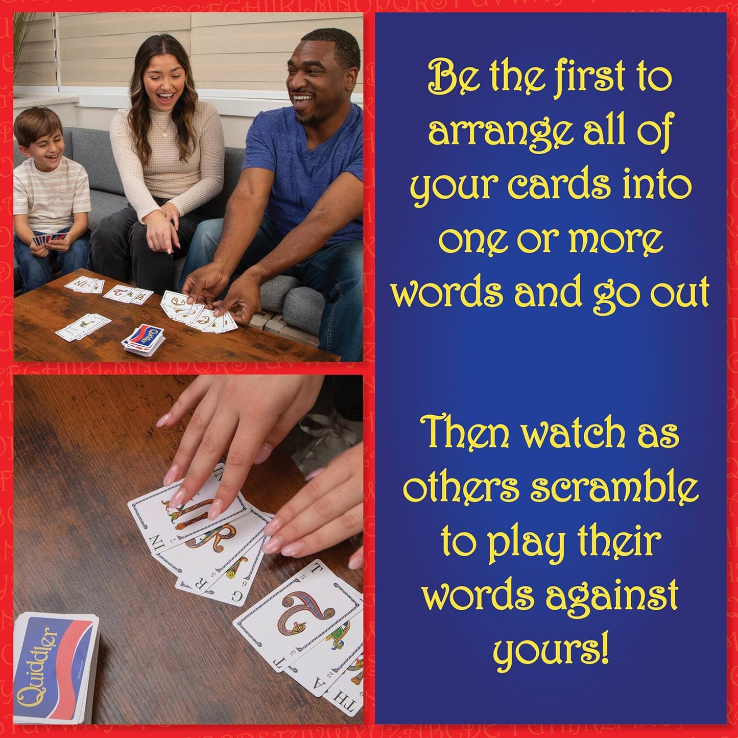 英語ワードゲーム Quiddler Short Word Game 8歳から8人対応 118枚カード ダブルレターカード 8ラウンド 30分プレイ 5分学習 言葉の楽しさ再発見 語彙力向上 教育的価値