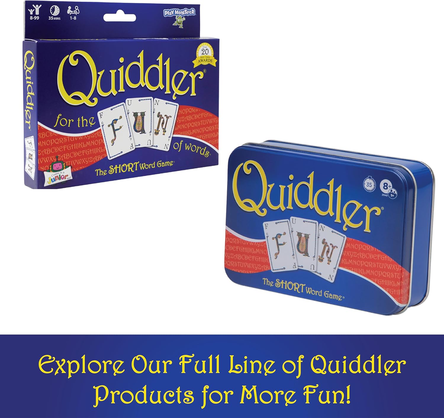 英語ワードゲーム Quiddler Short Word Game 8歳から8人対応 118枚カード ダブルレターカード 8ラウンド 30分プレイ 5分学習 言葉の楽しさ再発見 語彙力向上 教育的価値