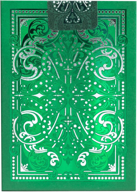 プレイングカード Bicycle Jacquard Premium Playing Cards Silver and Emerald Green エアクッションフィニッシュ加工 54枚デッキ ポーカーサイズ 織物模様デザイン 箔加工ディテール 植物由来非毒性インク
