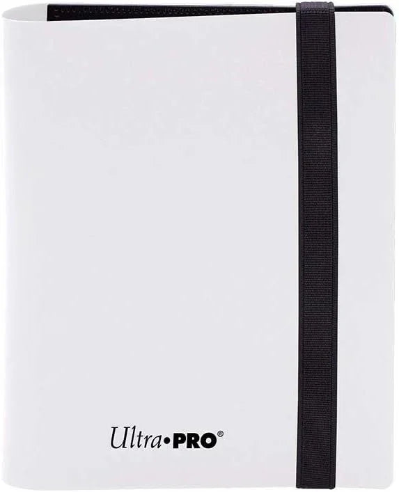 バインダー Ultra Pro 2-Pocket Eclipse Arctic White PRO-Binder トレーディングカード 大容量80枚収納 横入れ式ポケット 酸とPVCを含まないアーカイブ品質素材 黒ウェブエンボス加工 伸縮性留め具 持ち運びに最適