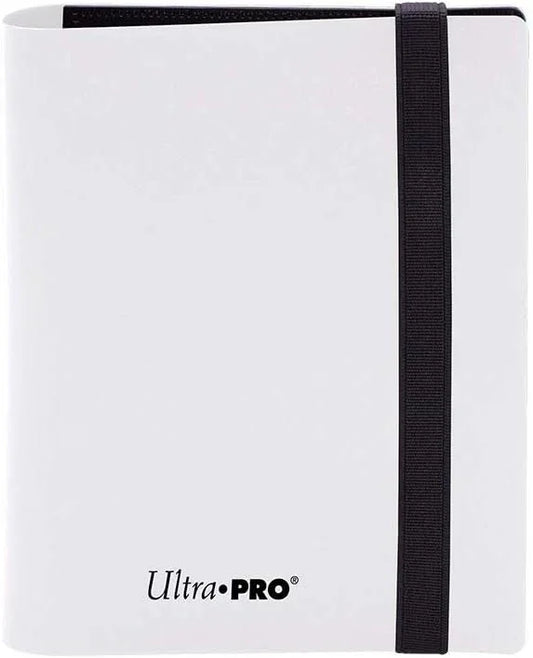 バインダー Ultra Pro 2-Pocket Eclipse Arctic White PRO-Binder トレーディングカード 大容量80枚収納 横入れ式ポケット 酸とPVCを含まないアーカイブ品質素材 黒ウェブエンボス加工 伸縮性留め具 持ち運びに最適