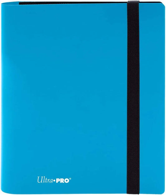 トレーディングカードバインダー Ultra Pro 4-Pocket Eclipse Sky Blue PRO-Binder 高機能 高品質 非PVC 素材 160枚 収納 両面 横入れ 伸縮性ストラップ 黒色凹凸加工 カード保護 コンパクト 携帯便利 長期保存 コレクション整理