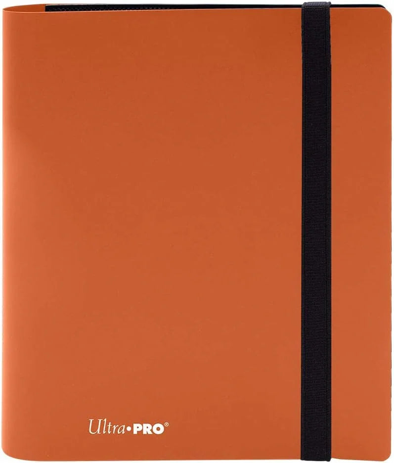 トレーディングカードバインダー Ultra Pro 4-Pocket Eclipse パンプキンオレンジ PROバインダー Ultra Pro 収納最大160枚 両面収納 20ページ 横入れ式カードポケット 非PVC素材 酸無含バインダー ゴムバンド付き 持ち運び便利