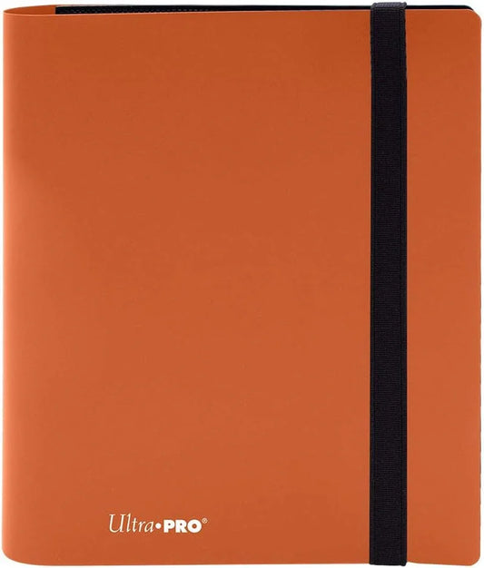 トレーディングカードバインダー Ultra Pro 4-Pocket Eclipse パンプキンオレンジ PROバインダー Ultra Pro 収納最大160枚 両面収納 20ページ 横入れ式カードポケット 非PVC素材 酸無含バインダー ゴムバンド付き 持ち運び便利